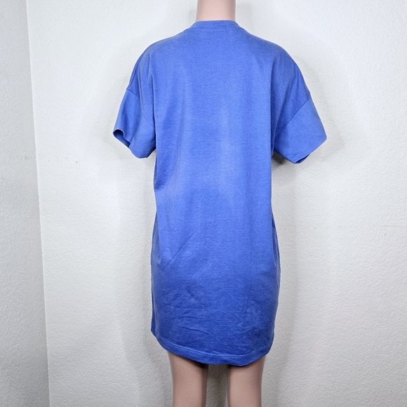 COS Oversized Heavy Cotton T-shirt Dress Size XS Cornflower Blue Crew Neck - Picture 3 of 6